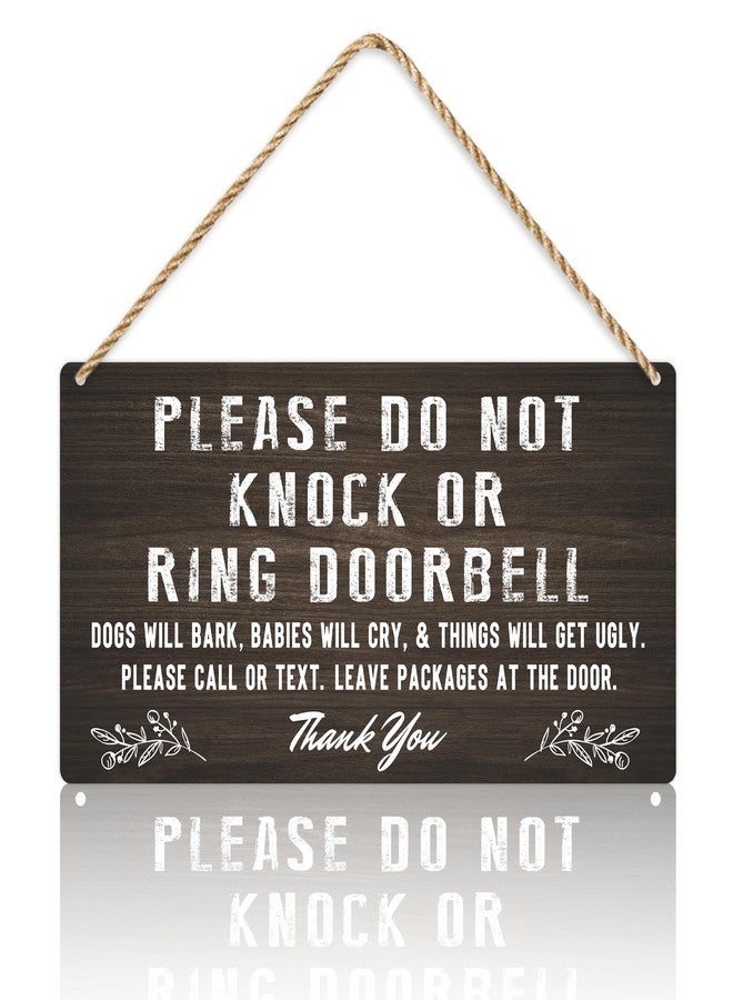 LUHIMO Do Not Knock Baby Sleeping Sign for Front Door, Double-sided PVC Rustic Please Do Not Ring Doorbell No Soliciting Hanging Sign for Home, House, Office, Business - Image 1
